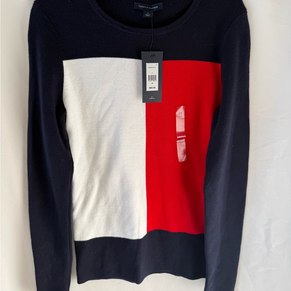 Tommy Hilfiger Red, White, and Blue Crew Neck Sweater